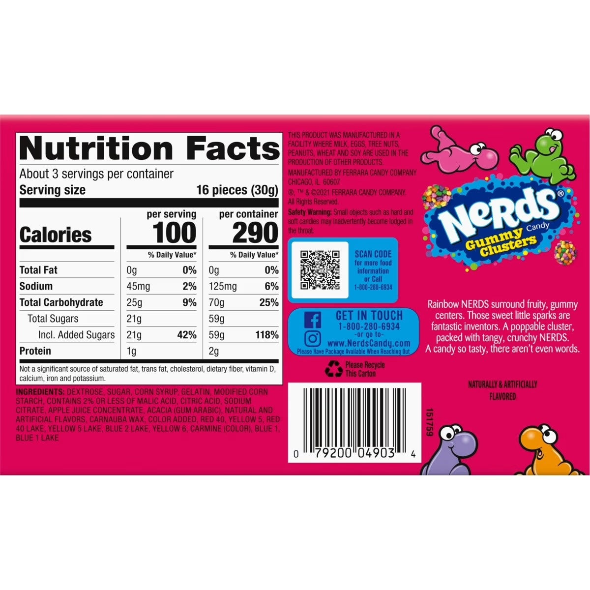 Ferrara Candy Company Nerds Gummy Clusters 85g
