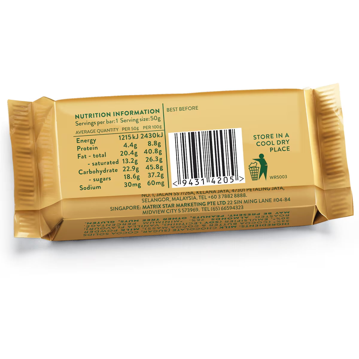 Whittaker's Toasted Coconut Slab Milk Chocolate 50g