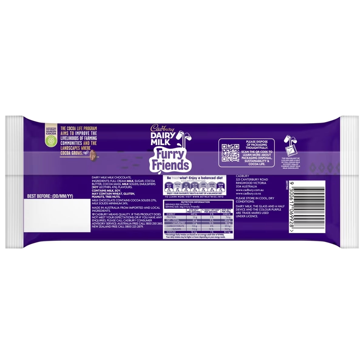 Cadbury Dairy Milk Furry Friends Chocolate 100g