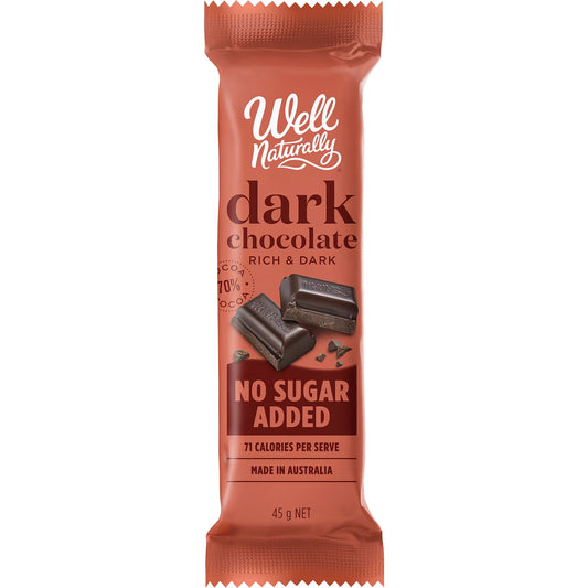 Well Naturally No Sugar Added Dark Chocolate Bar 45g